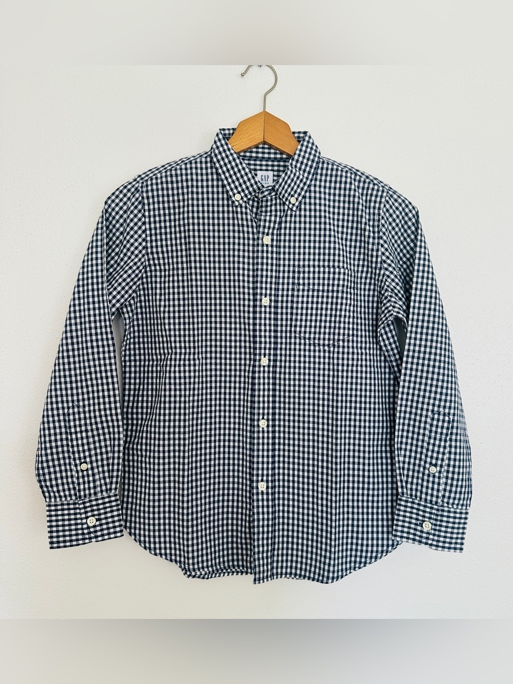 Gap Kids Boys Navy Gingham Button Down Size L